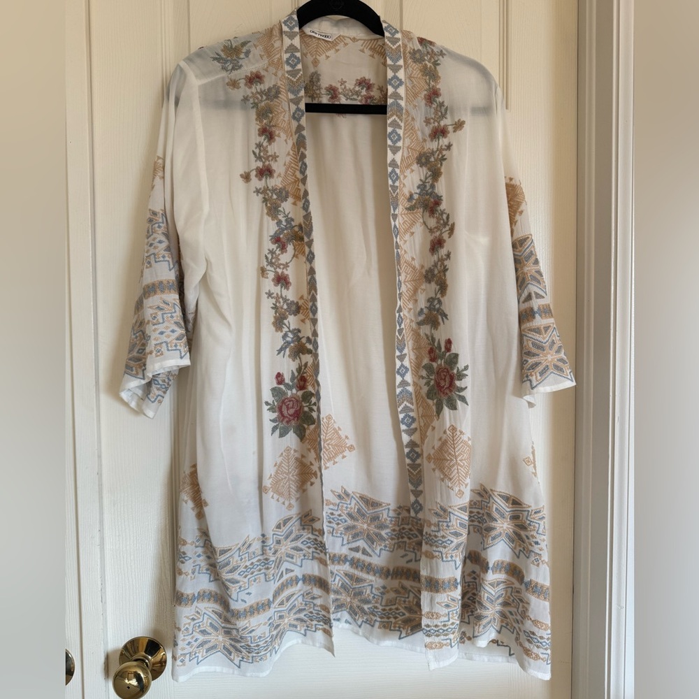 Johnny Was Chic Floral Open-Front Kimono